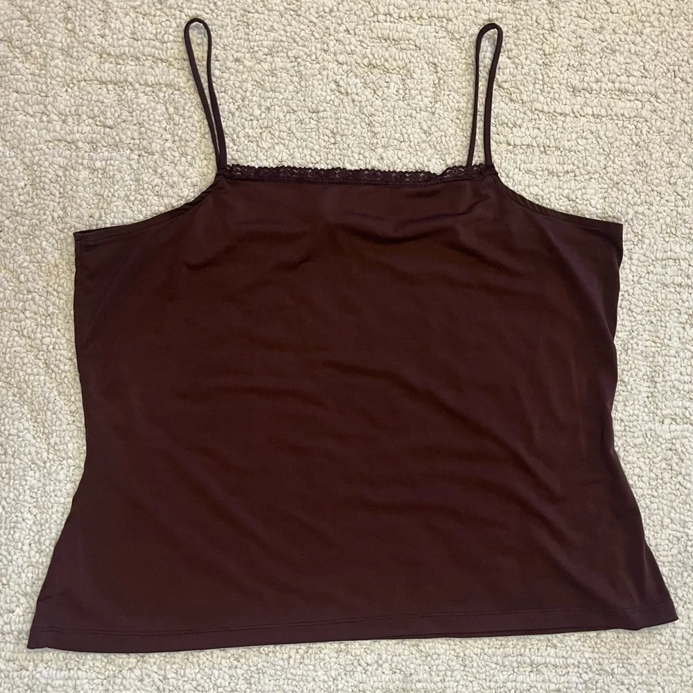 Fashion Bug Y2K lace trim tank size 18/20W chocolate brown layering piece - Picture 1 of 6